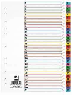 Kartónové oddeľovače A4 1-31 31 kariet lam index mix