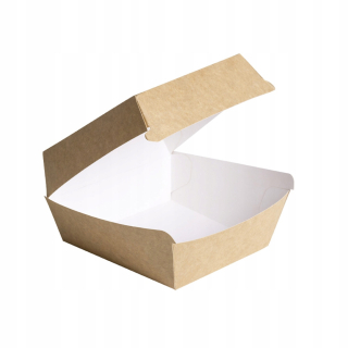 Boxy na jedlo a nápoje - Burger Box Kraft Cardboard 115x105x75mm 75 ks