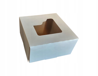 Boxy na jedlo a nápoje - Koláč tortu s oknom 25 x 25 x 12 cm