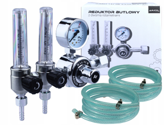 Redukčný ventil na zváračku - Argónový CO2 CYLINDER REGULATOR s 2 rotametrami MAGNUM