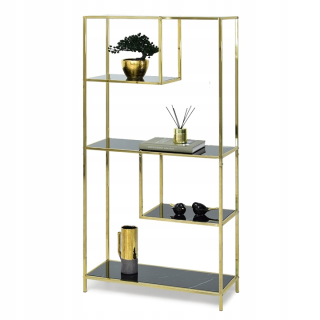 Polica, regál do kancelárie - Glamour Crispin Police Black Marble Gold Base