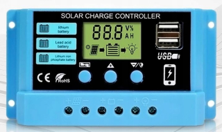 Regulátor nabíjania 30A 12V/24 V USB LI-ION LIFEPO4
