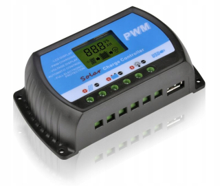 LCD nabíjací regulátor 10a 12v/24v PWM USB Solar