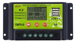 LCD REGULÁTOR NABÍJANIA 20A 12V/24V PWM USB SOLAR