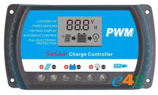 Regulátor nabíjania LCD 30A 12V/24V PWM USB Solar
