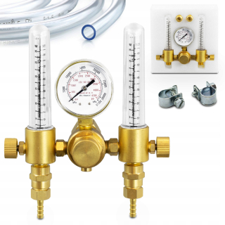Redukčný ventil na zváračku - TIG ARGON CO2 redukcia valca s dvomi GOLD rotametrami
