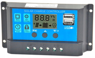 Regulátor nabíjania 10A PWM Solar 12V 24V s USB