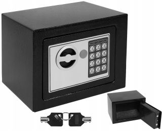 Trezor, sejf - Oceľový domáci elektronický trezor s kódom a kľúčom