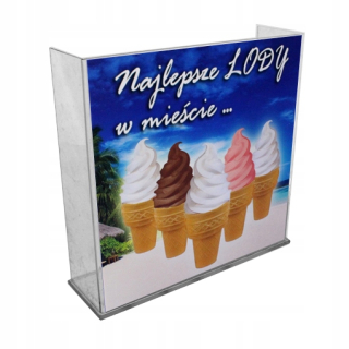 Zmrzlinovač - Plexisklový stojan s grafikou na zmrzlinové oblátky