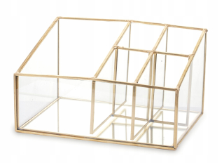 Sklo Zlaté zrkadlo organizátor Glamour Desk