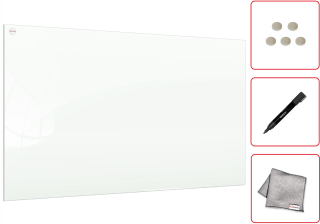 Magnetická tabuľa - Magnetická SKLENENÁ DOSKA biela 120x90 + ZDARMA