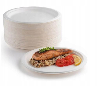 Jednorázové taniere, misky - Okrúhla doska 23 cm Nature 50ks ekologické biologické dosky