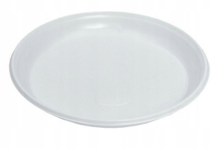 Jednorázové taniere, misky - Biela plastová doska 22 cm - večera 100 pcs