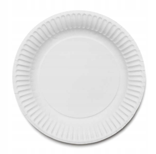 Jednorázové taniere, misky - Biele okrúhle papierové taniere 100 ks 23cm