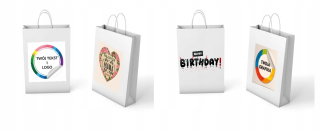 Papierové tašky - Biely papier vrecko 10ks vaše logo 25x15x32