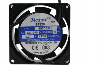 Ventilátor - Ventilátor 80x80x25mm 230VAC 14W Maxair Posuv