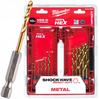 Vrták, zahlbovák - HSS-G Tin Metal Drive 10 ks hex hex milwaukee