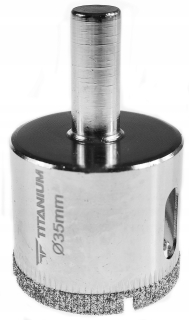 Diamond vŕtačka pre sklenené dlaždice 35 mm titán