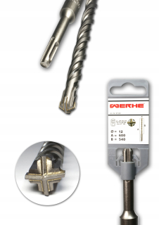 Krížové betónové vŕtačky SDS plus 12x600 mm werhe