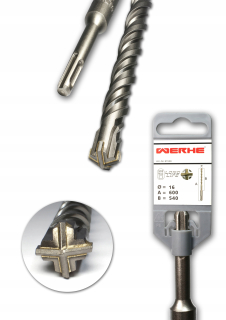 SDS plus 16x600 mm krížový betónový vŕtač