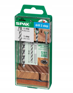 Dvojstupňová vŕtačka Spax 2 krok pre terasy