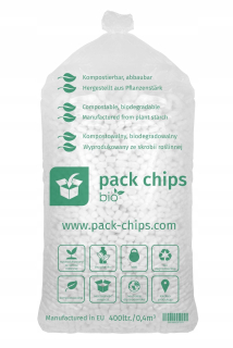 Výplne do obalov a kartónov - Ekologické plnivo Skropak PackChips 400 WHITE