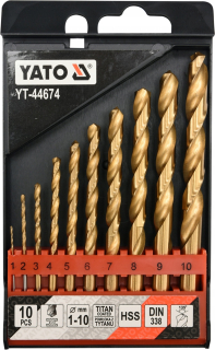 YATO HSS-TiN SADA VRTÁKOV DO KOVU 10KS 1-10MM