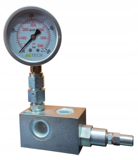 Pretečovací hydraulický ventil 3/8 45L tlakomer 400