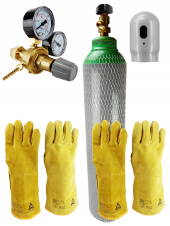 Plynová fľaša pre zváranie - Set - argon fľaša 8l full + reduktor + rukavice