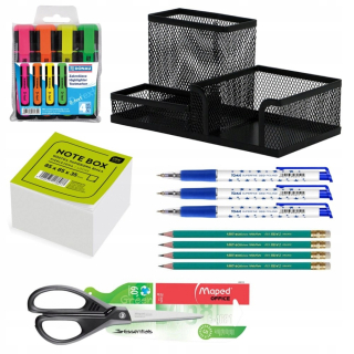 Organizér na kancelársky stôl - Office set metalovej sieťoviny 6el