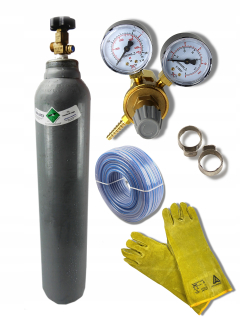 Plynová fľaša pre zváranie - SET - CO2 VALEC 8L PLNÁ + DOPLNKY + RUKAVICE