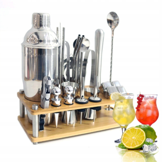 Barmanské príslušenstvo - BARMANSKÝ SET NA NÁPOJE SHAKER STOJAN 11 el.