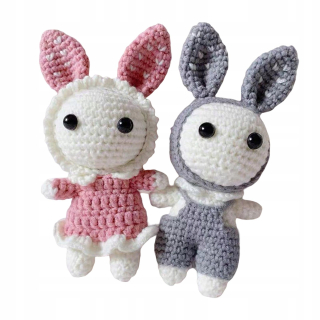 háčkované súpravy Animal craft kit sivo-ružová