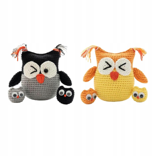 háčkované súpravy Owl Crochet Black Yellow kit