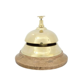 Brass Hotel Gong na drevenej základni NC2