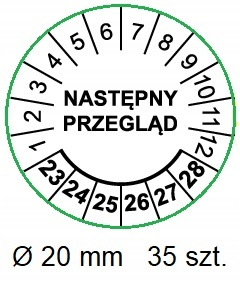 Nálepky s dátumom inšpekcie EI5-20-NP-23/28